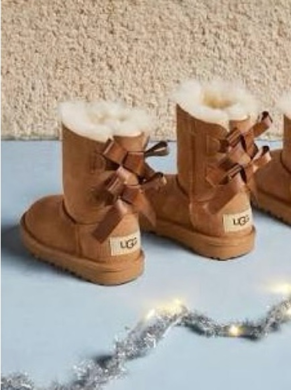 UGG Bailey Bow II Water Resistant Suede Fur Light Brown Boots Sz 9 EUC - Picture 8 of 16